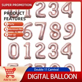 Ew16 Inch Small Number Balloon 0-9 Wedding Wedding Room Baby Birthday Party Decoration Aluminum Foil Golden Balloon